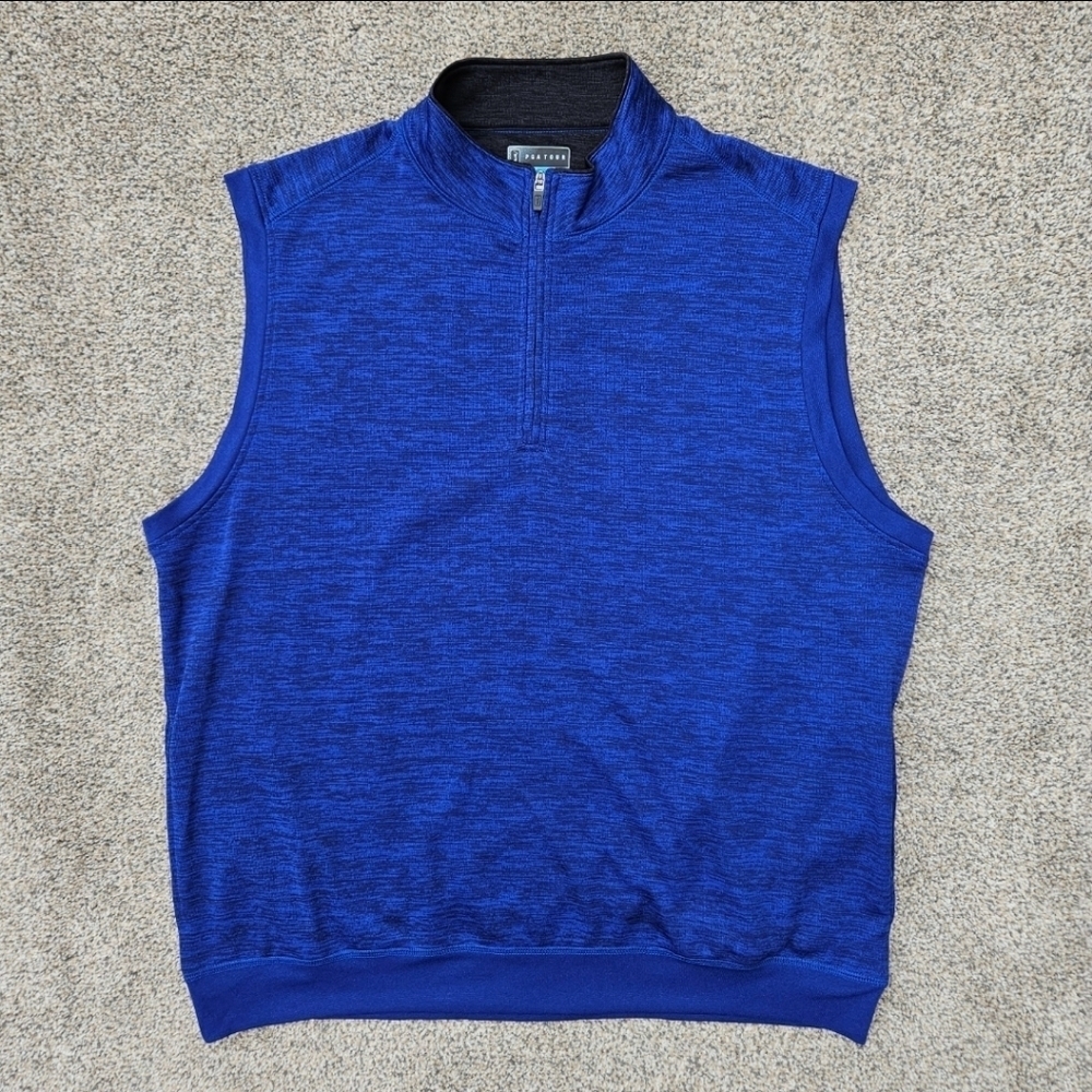 PGA Tour Golf Quarter Zip Vest Royal Blue Heather Men's Size XL Extra Large